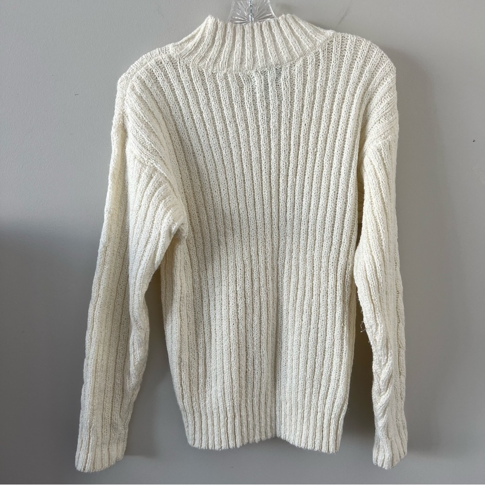 Vintage Mervyns White Cable Knit Turtleneck Pullover Sweater Sz S Preppy Capsule - Picture 4 of 7